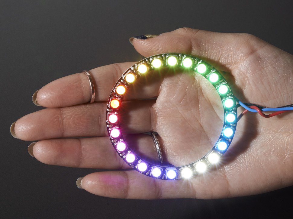 NeoPixel Ring - 24 x 5050 RGBW LEDs w/ Integrated Drivers - Warm White - ~3500K - Click Image to Close